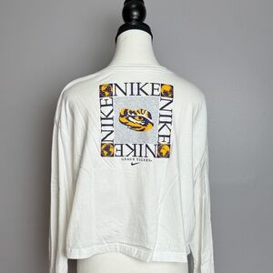 LSU Tigers Nike white long sleeve cropped women tee size large